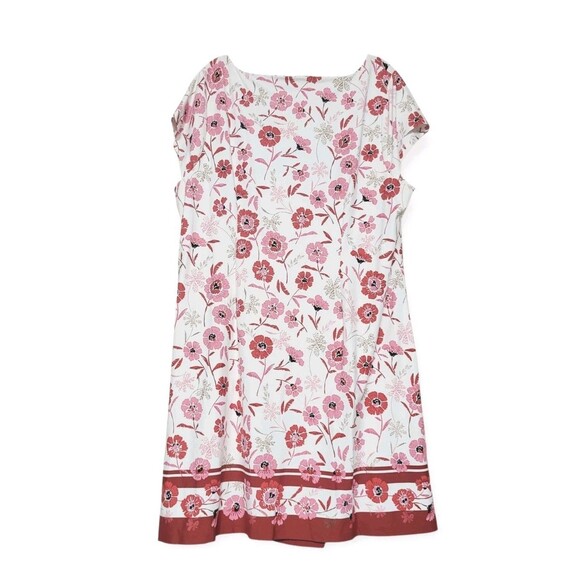 Talbots Plus 3XP Airy Blossoms Red Pink Effortless Jersey Bella Dress NWT $109 - Picture 7 of 8